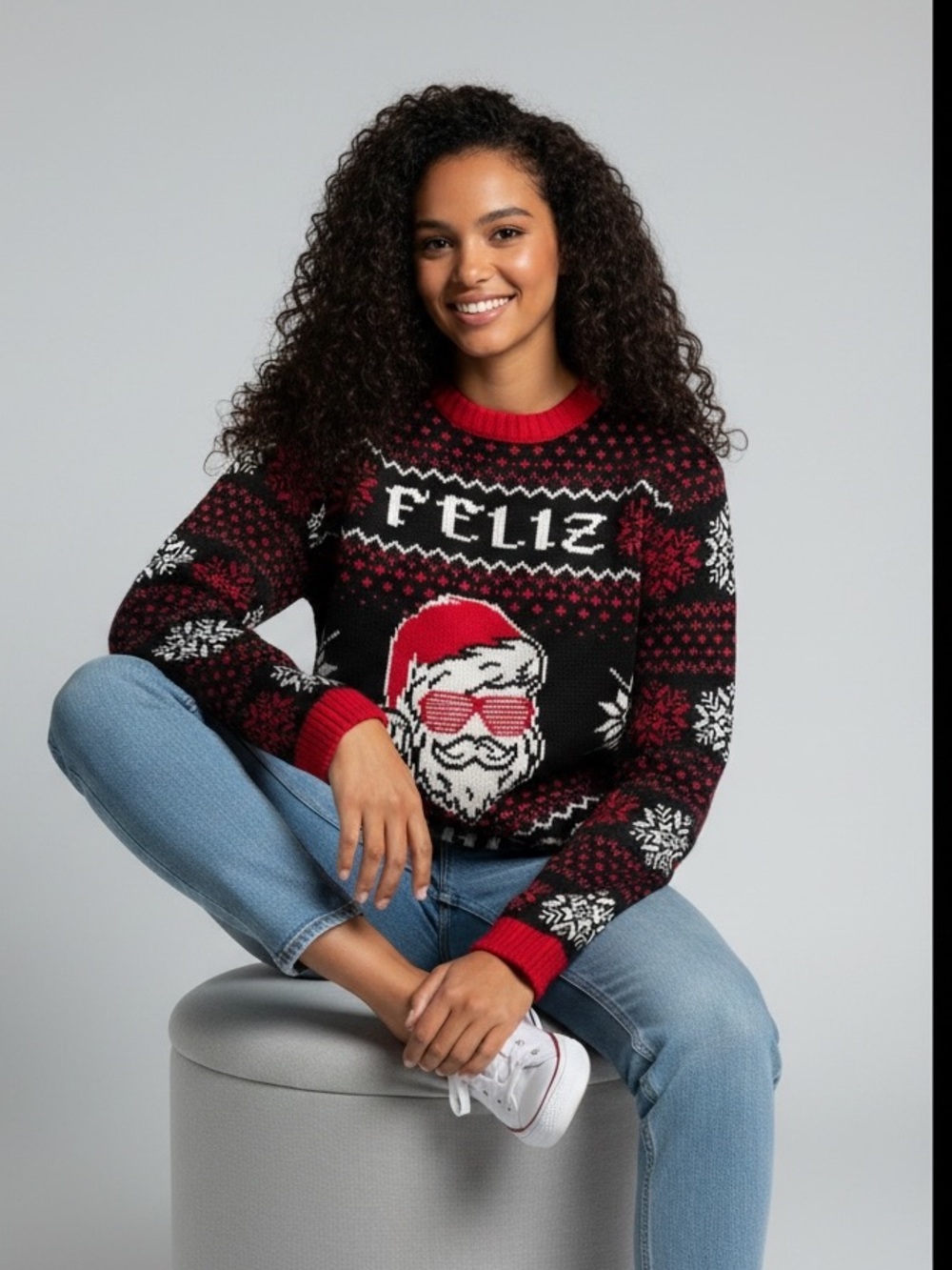Holiday Time Feliz Navidad Santa Ugly Christmas Sweater Women’s XL